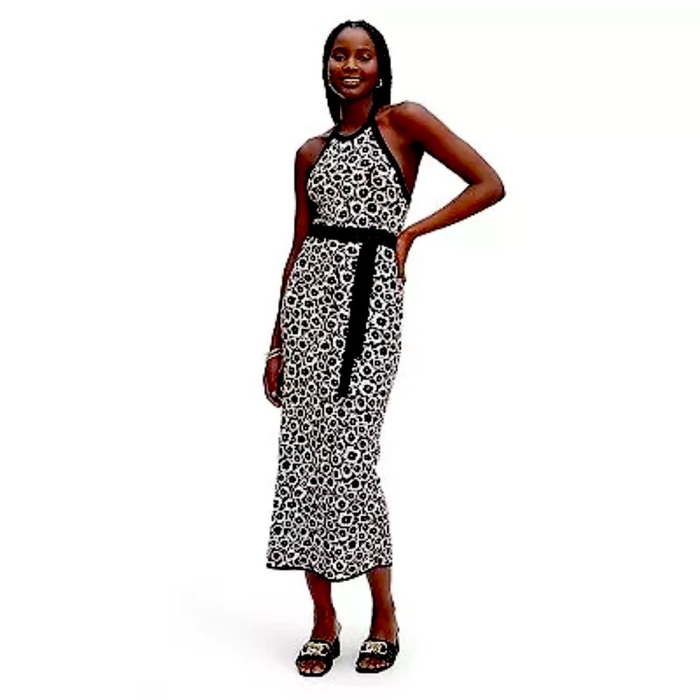 Women's Halter Tie Neck Neutral Poppy Sweaterknit Midi Dress - DVF